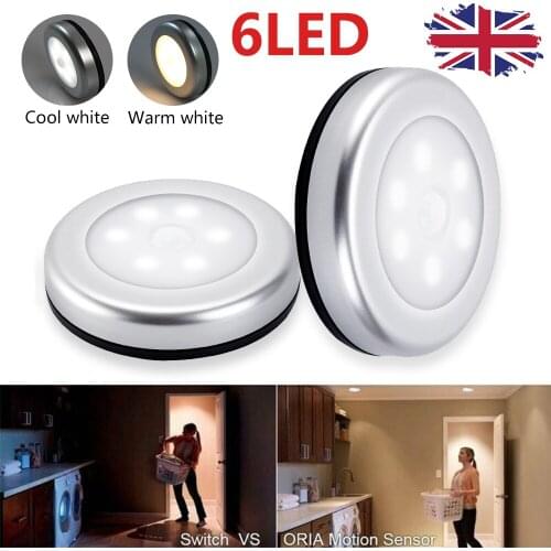 Motion Sensor Night Lights Bedroom Decor Lamp 6LED Kitchen Wireless Cabinet Light Staircase Closet Room Aisle Lighting Wall Lamp