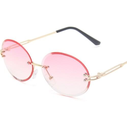 2021 New Rimless Cut Edge Sunglasses Womens Oval Net Red Gradually Changing Color Sun Glasses Fashion