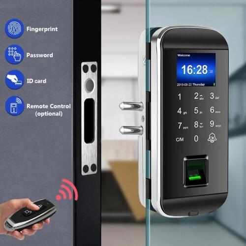 New Biometric Fingerprint Glass Door Lock Office Electric Smart Card Door Lock Fingerprint Door Lock With Time Attendance XM-100