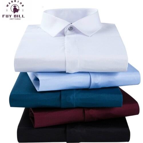 Fuy Bill 2021 Spring New Mens Business Wear Long Sleeve Concealed Placket Tooling Shirt Mens Business Non-iron Stretch Shirt
