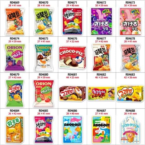 New Arrivas Korea Snacks Food Flatback Planar Resin Printed 30pcs/lot for DIY Decoration Crafts