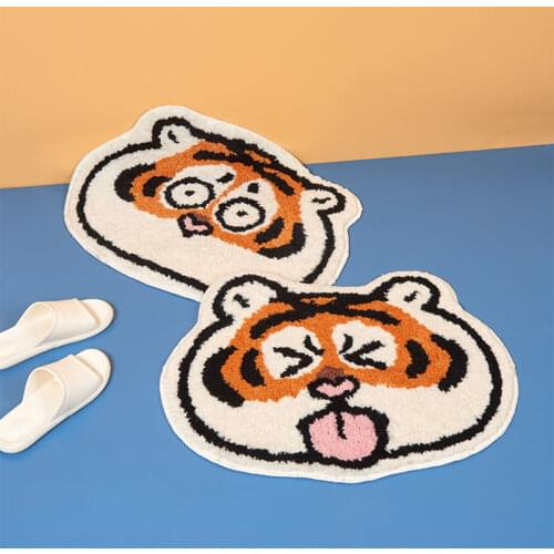 New Arrival Tiger Corgi Shaped Bathroom Mat Animal Art Flocking Rug Non-slip Absorbent Bath Toilet Door Mats Living Room Carpet