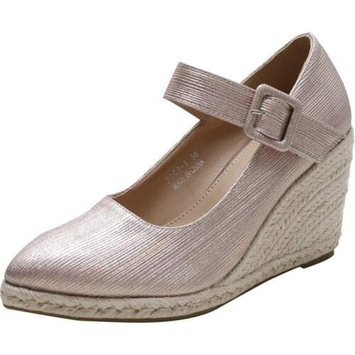 Slope heel platform platform sponge cake thick bottom hemp rope casual summer new style inner heightening single shoes