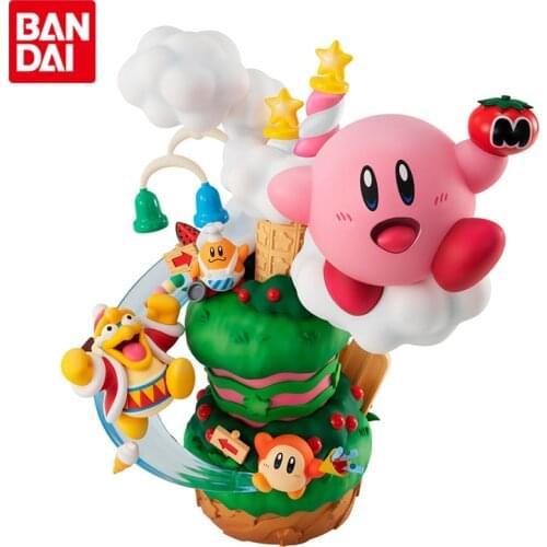 Bandai Original Kirby Food Competition Super Deluxe Cute Kirby Hand-Model Anime Action Figures Collect Ornaments Toys for Kids