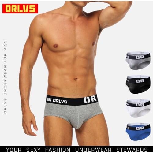 ORLVS Brand Male Underwear Men Briefs Breathable Cotton Male Panties Cueca Tanga Comfortable Underpants Quick Dry Briefs OR153