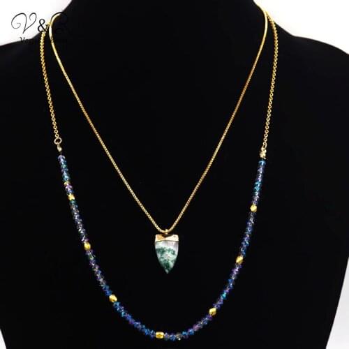 Necklace 2020 Semi-precious Stone New Trendy Handmade Layered Necklace Initial Necklace Pendant Necklaces For Women
