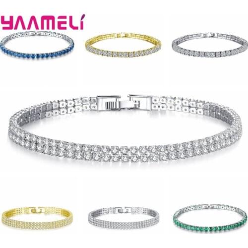 Luxury White AAA Cubic Zirconia Tennis Bracelet Rhineston Crystal Wedding Gift Jewelry For Women Girl Female Wholesale