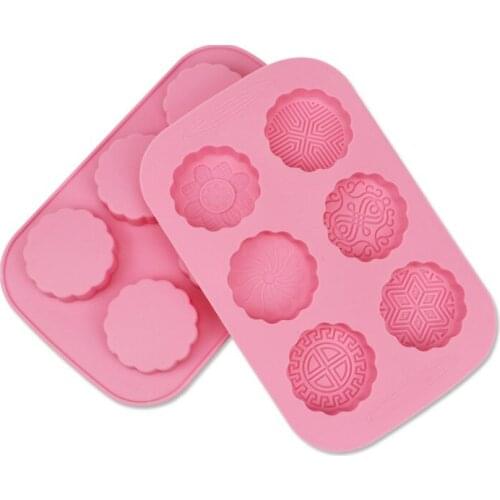 6 cavity flower lace shape silicone mooncake mold handmade Chocolate Fondant cake mould Baking mold DIY tools