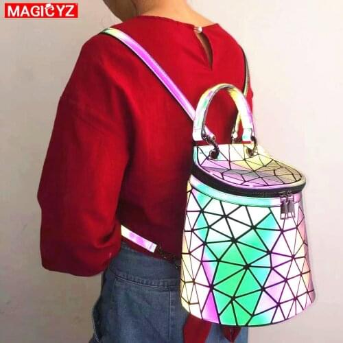 Luminous Multifunctional Backpack Teenage Girl Flip bucket Travel Bags small schoolbag bolsa feminina Female Backpacks mochila