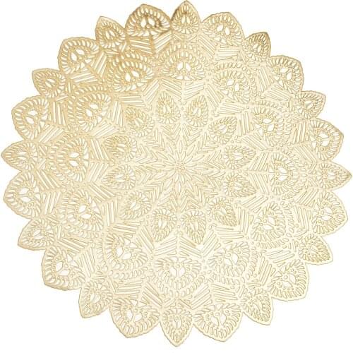 Heat Resistant Placemat Peacock Tail Hot Gold PVC Hollow Insulation Coaster Pads Solid Christmas Dining Table Decoration