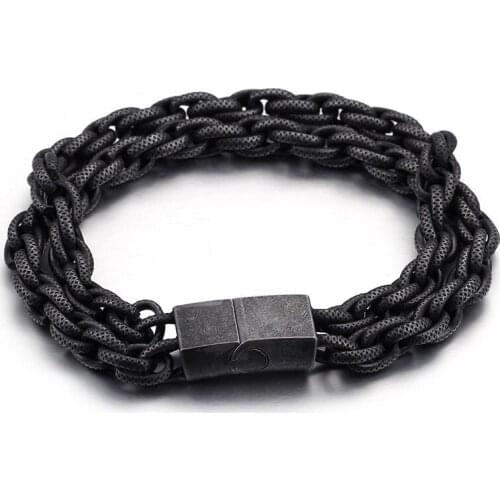 Mens titanium personality male black Japan and South Korea stainless steel bracelet creative gifts