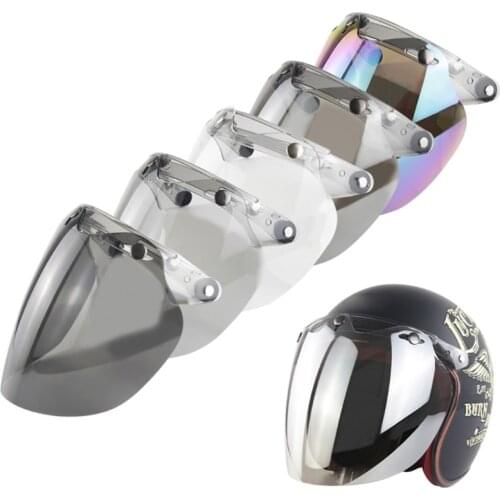 Universal 3-Snap Open Face Bubble Shield Visor Motorcycle Helmet Accessories for Scratch Resistant UV Protected