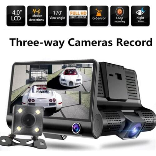 VODOOL 4inch 3 Lens Car DVR Camera HD 1080P 170 Wide Angle G-sensor Car DVR Dash Rearview Recorder Camera Registrar Car Styling