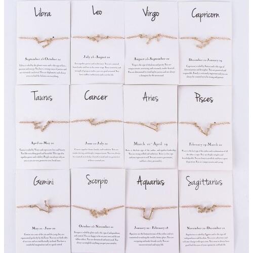 Fashion Women crystal Zodiac Adjustable Bracelet Horoscope Gift Star Sign Chain Bangle Fashion Jewelry Gift