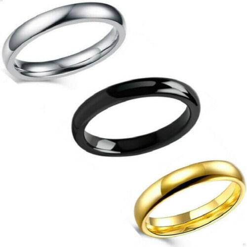 New 100pcs 4mm ring women Silver Gold Black Stainless Steel good quality finger Rings Jewelry wholesale lots bulk