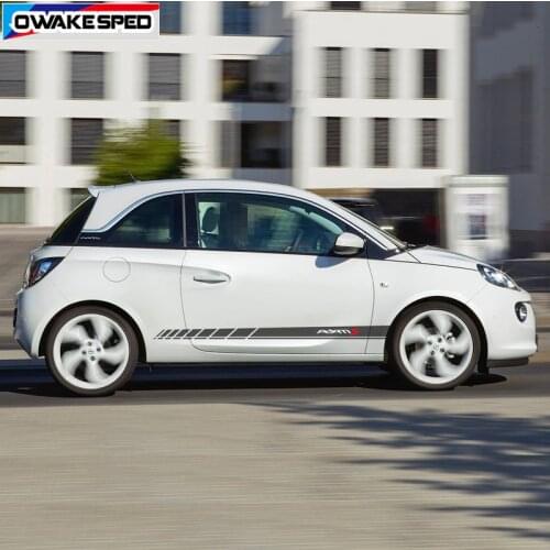 1 set Racing Stripes Car Door Side Skirt Stickers Sport Styling Body Decor Vinyl Decals For Opel Adam S Black Jack
