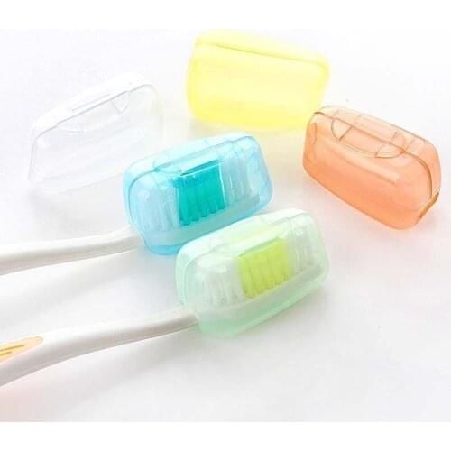 1set/5pcs Toothbrush Head Holder Travel Camping Protect Brush Cap Clean Box Case Cover