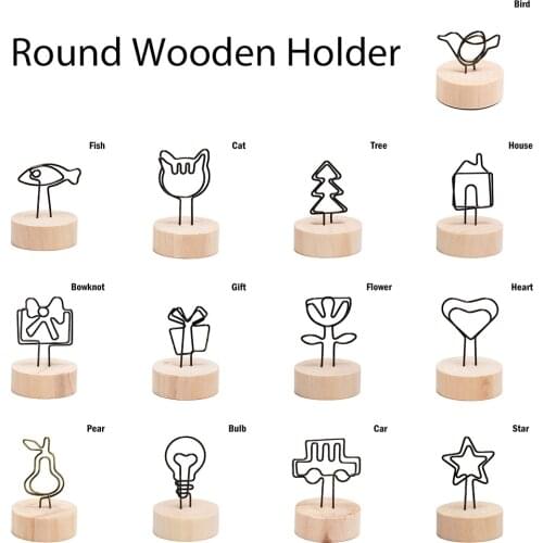 1PC Cute Wooden Photo Clips Holder Wedding Place Card Holder Desktop Decor Metal Table Number Stand Name Clips Message Clips