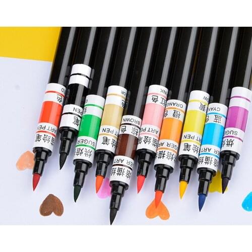 10 Pcs Food Coloring Pens Double Sided for Decorating Fondant Cakes Cookies