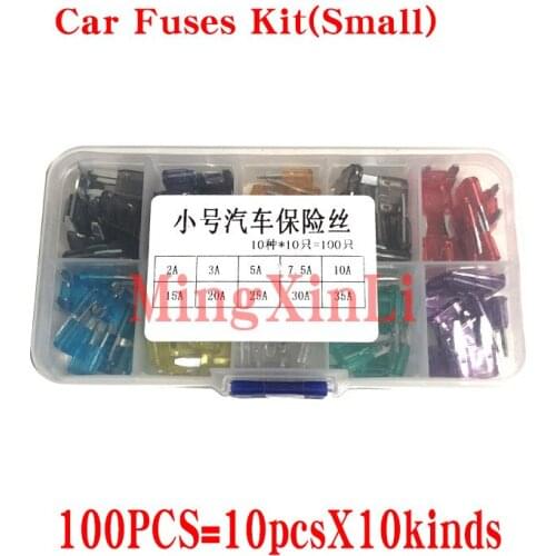 100PCS Car Fuses Kit Assorted Auto Truck Standard Blade Fuse Assortment 2A 3A 5A 7.5A 10A 15A 20A 25A 30A 35A Automotive Fuse
