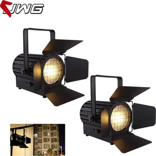 Free Shipping 2pcs/lot New 200W COB Warm White LED Par Light With Barndoor 3200K/5600K DMX Fresnel Radio Television Spotlight