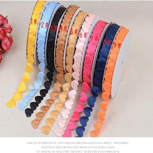 20Yards/lot 16mm polyester heart shape Ribbon Handmade Design Printed For Wedding Christmas Decoration DIY Sewing F
