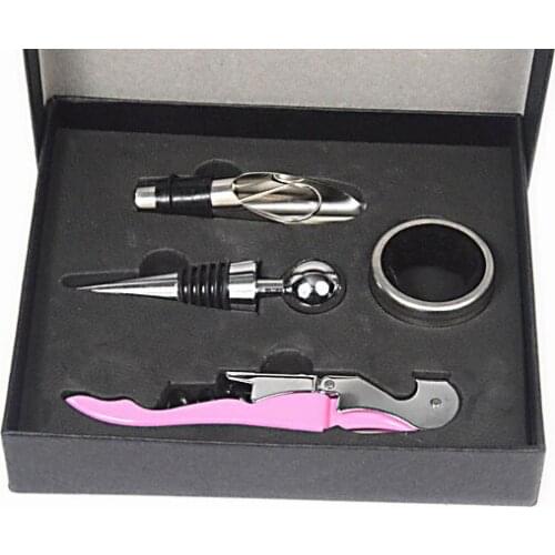 4Pcs/lot Red Wine Opener Stainless Steel Pourer Wine Ring Bottle Plug Hippocampus Knife Wine Bottle Opener Wine Stopper LJ 014