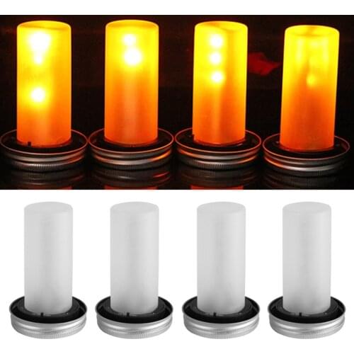 4 Pack Solar LED Mason Jar Lit Light Torch Flame Warm Garden Outdoor Solar Bottle Lamp Waterproof Hanging Lantern Decoration
