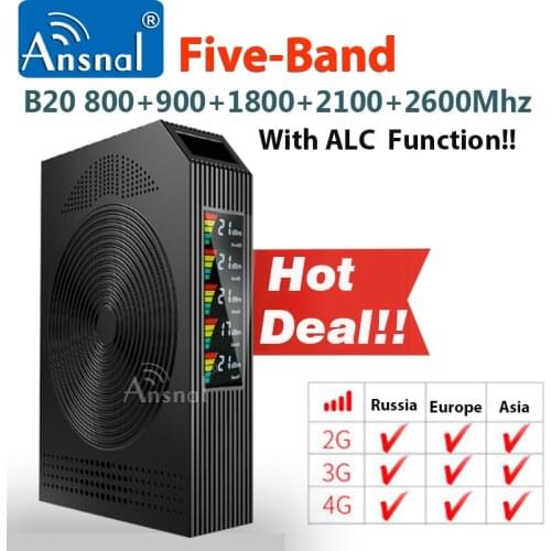 1PCS Five-Band CellPhone Repeater B20 800 900 1800 2100 2600Mhz 4G Cellular Amplifier GSM 2G3G4G Network Signal Booster GSM LTE