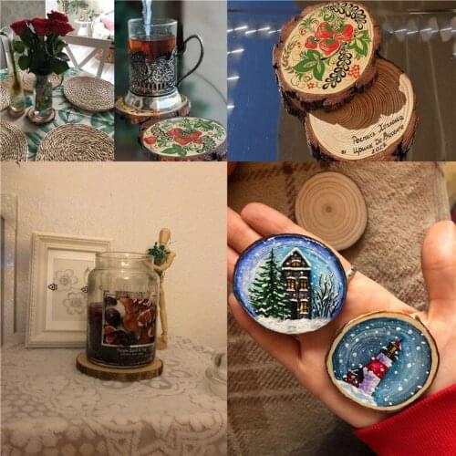 5Pcs/pack 4-8cm Natural Pine Round Unfinished Wood Slices Circles With Tree Bark Log Discs DIY Crafts Wedding Party Painting DIY