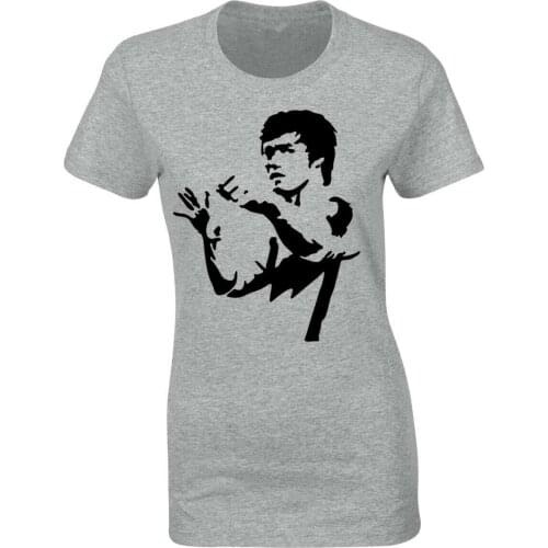 BRUCE LEE SILHOUETTE WOMENS T-SHIRT MARTIAL ARTS MMA TRAINING TOP COOL KUNG-FU