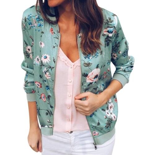Floral Print Women Coat Casual Zipper Up Bomber Jacket Ladies Casual Autumn Outwear Coats Women Clothing Jaqueta Feminina