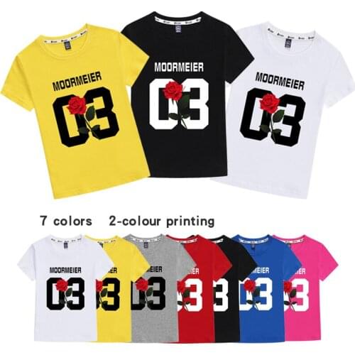 Childrens summer cotton t-shirts 3d print rose Girls Tees Kids short Sleeves Shirt Funny Cartoon T-Shirts for Girls Shirts Tops