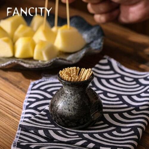 FANCITY Japanese toothpick holder creative small container pot set plate decoration pot hot pot restaurant hotel ceramic tablewa