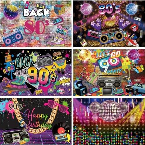 Yeele Back To 80s ’ 90s Theme Party Music Disco Backdrops Graffiti Neon Glow Photography Backgrounds Banner Decor Photocall
