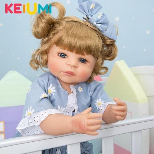 KEIUMI 22 Inch Baby Reborn Doll Girl Full Silicone Realistic like Kids Playmate Baby Toys For Birthday Gift