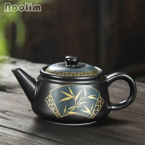 Ceramic Retro Tea Pot Office Kettle Chinese Teaset Gaiwan Tea Cup with Lid and Saucer Black Pottery Tureen Handmade Tea Bowl