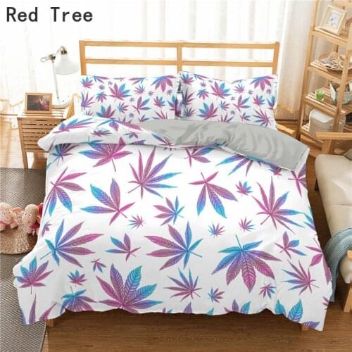 Maple Leaves Plants Custom Design Duvet Cover with Pillowcase Spring Summer Washable Polyester Bedding Set Queen King Doubel Bed