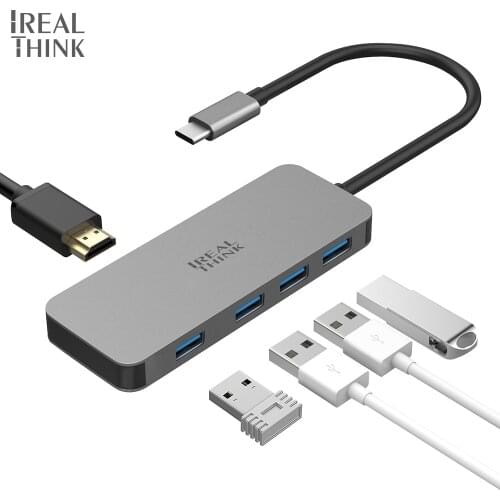 IRALTHINK Converter 5 IN 1 USB C Type C HUB Laptop Dock To 4 PORT USB 3.0 Hub Full HD 4K Adapter For Macbook
