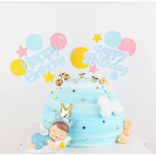 Creative fresh color small balloon bow cake topper birthday cake decoration baby shower child birthday party wedding supplies