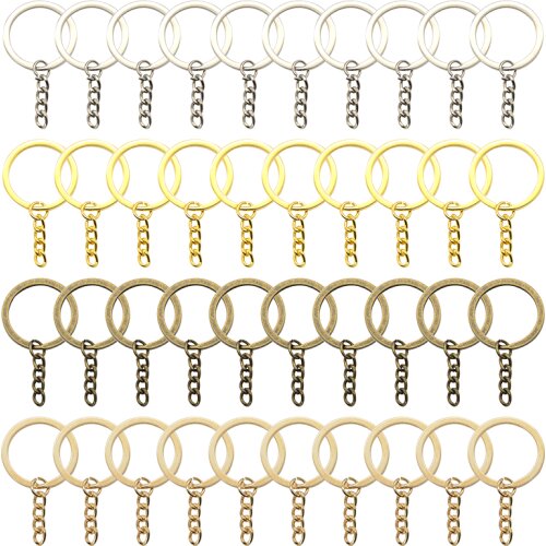 10pcs Metal Keyring Keychain Split Ring Keyfob With Short Chain Key Rings DIY Key Chains Jewelry Accessorie Findings