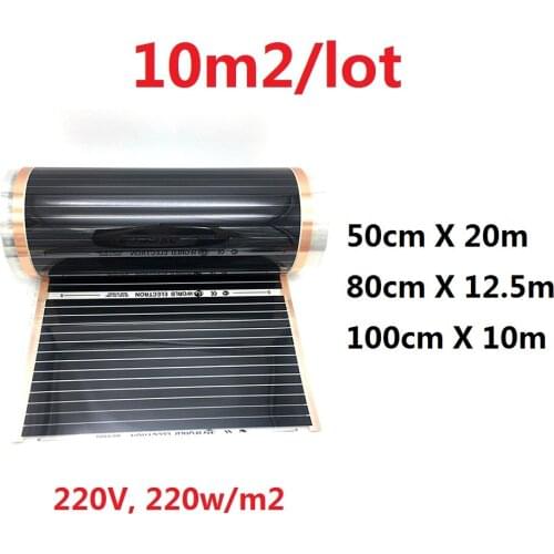 MINCO HEAT 10m2/lot Underfloor Warm Floor Mat AC220V 220w/m2 Infrared Carbon Heating Film