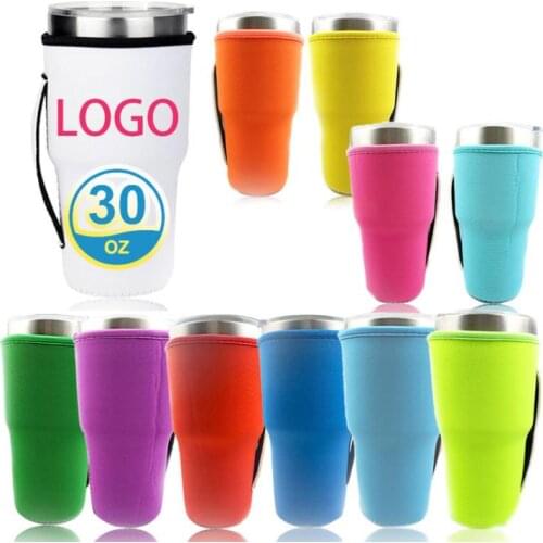 Reusable Ice Coffee Cup Sleeve Handle Neoprene Insulated Water Bottle Mug Cover Holder Case Bags For 30oz 32oz Tumbler SN853