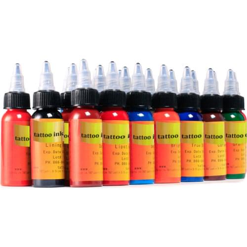 30ml/bottle Pigment Set Permanent Makeup Body Art Tattoo Ink Cosmetic Tattoo Paint for Eyebrow Eyeliner Lip 16PCS