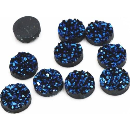New Fashion 40pcs 8mm 10mm 12mm Ice Blue Colors Natural ore Style Flat back Resin Cabochons For Bracelet Earrings accessories