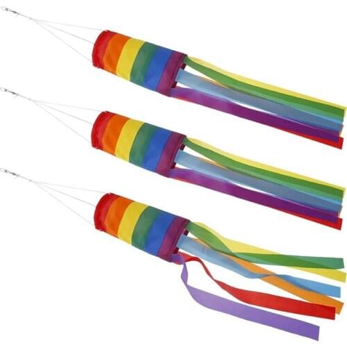 New 3 PCS Rainbow Windsock Colorful Windsock Outdoor Hanging Decoration UV Resistant and Weatherproof Garden Windsock