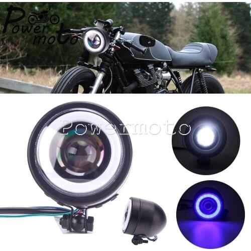 Dominator Single Angel Eye Front Lighting LED Headlight For Harley Softail Dyna Cafe Racer Honda Suzuki Kawasaki Street Bike