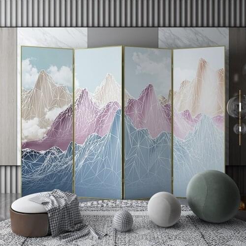 Simple and light luxury art landscape partition entrance guest dining room sofa metal shielding folding screen