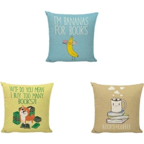 Painted Fox Dinosaur Rhinoceros Cushion Covers Reading Books Printed Home Decor Study Cute Office Pillowcase Throw Pillow Covers