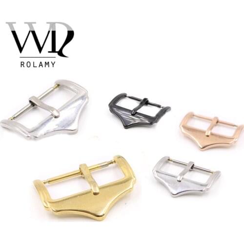 Rolamy 14 16 18 20 22mm Wholesale Replacement 316L Stainless Steel Silver Black Rose Gold 2mm Tang Tongue Pin Watch Buckle